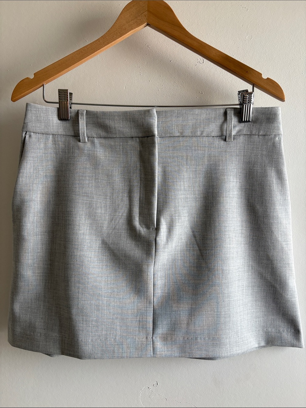 Tailored Light Gray Career Office Preppy Mini Skirt SZ M